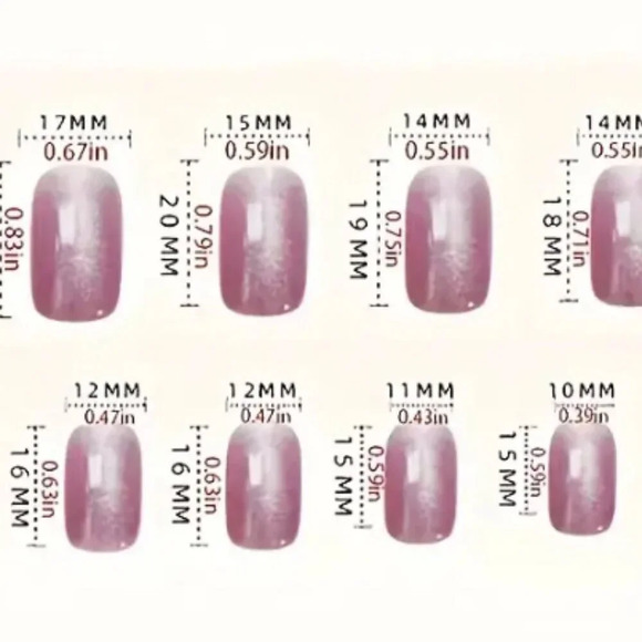 #12 Women's Girls Soft Pink Press Medium Length Square Fake Nails, Press On - Picture 4 of 6